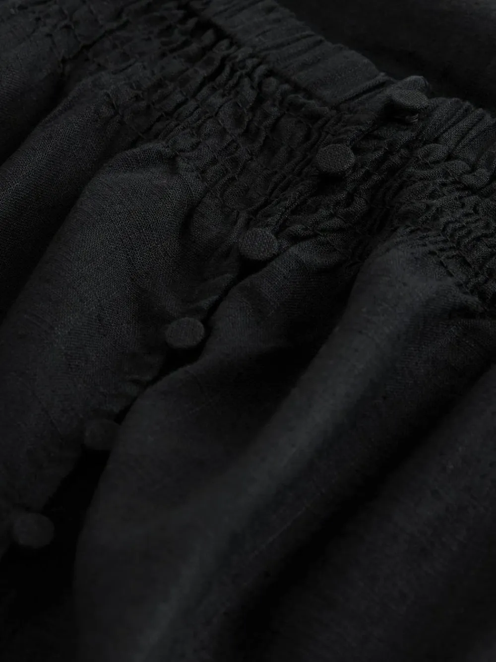 Discount Next Flutter Sleeve Button Front Top With Linen Black