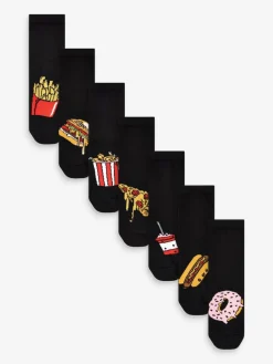 Discount Next Black Food Cotton Rich Socks 7 Pack