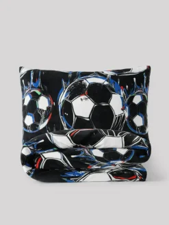 Sale Next Duvet Cover and Pillowcase Set Black Football Cosy Fleece