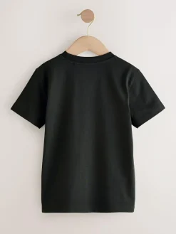 Clearance Next Black Football Regular Fit Short Sleeve All-Over Print T-Shirt (3-16yrs)