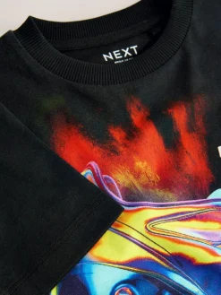 Clearance Next Black Football Regular Fit Short Sleeve All-Over Print T-Shirt (3-16yrs)