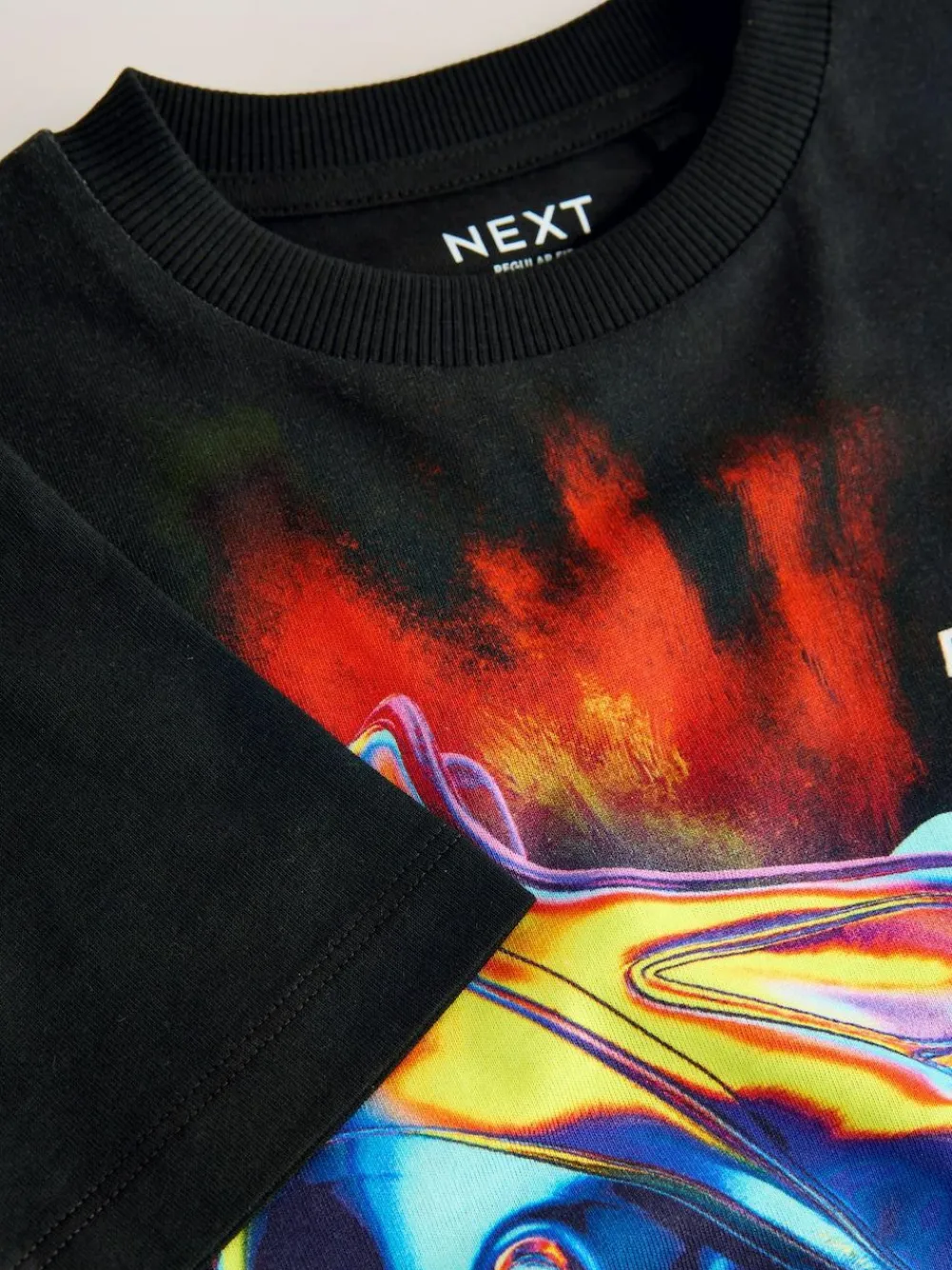 Clearance Next Black Football Regular Fit Short Sleeve All-Over Print T-Shirt (3-16yrs)