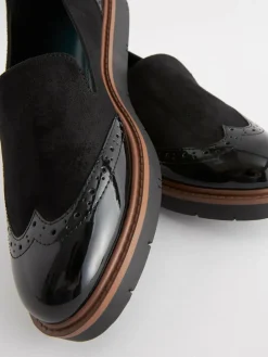 Best Next Black Forever Comfort® Brogue Detail Chunky Sole Loafers