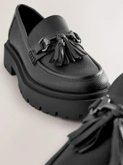 Best Next Forever Comfort Chunky Platform Tassel Loafers Black