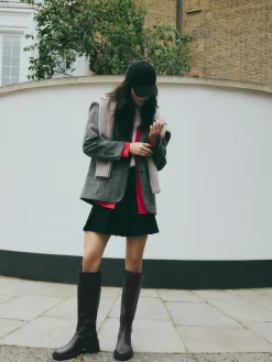 Next Black Forever Comfort® Chunky Heeled Round Toe Knee High Boots^Women Wide Fit & Extra Wide Fit