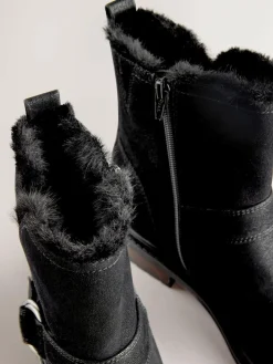 Next Forever Comfort® Faux Fur Hardware Ankle Boots^Women Wide Fit & Extra Wide Fit