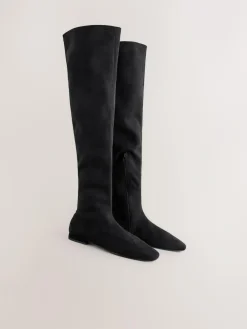 Next Black Forever Comfort® Flat Sock Over The Knee Boots^Women Boots & Wellies|Boots