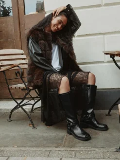 Outlet Next Forever Comfort® Knee High Biker Boots Black