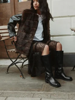 Outlet Next Forever Comfort® Knee High Biker Boots Black