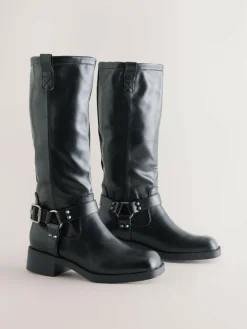 Outlet Next Forever Comfort® Knee High Biker Boots Black