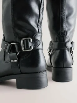 Outlet Next Forever Comfort® Knee High Biker Boots Black