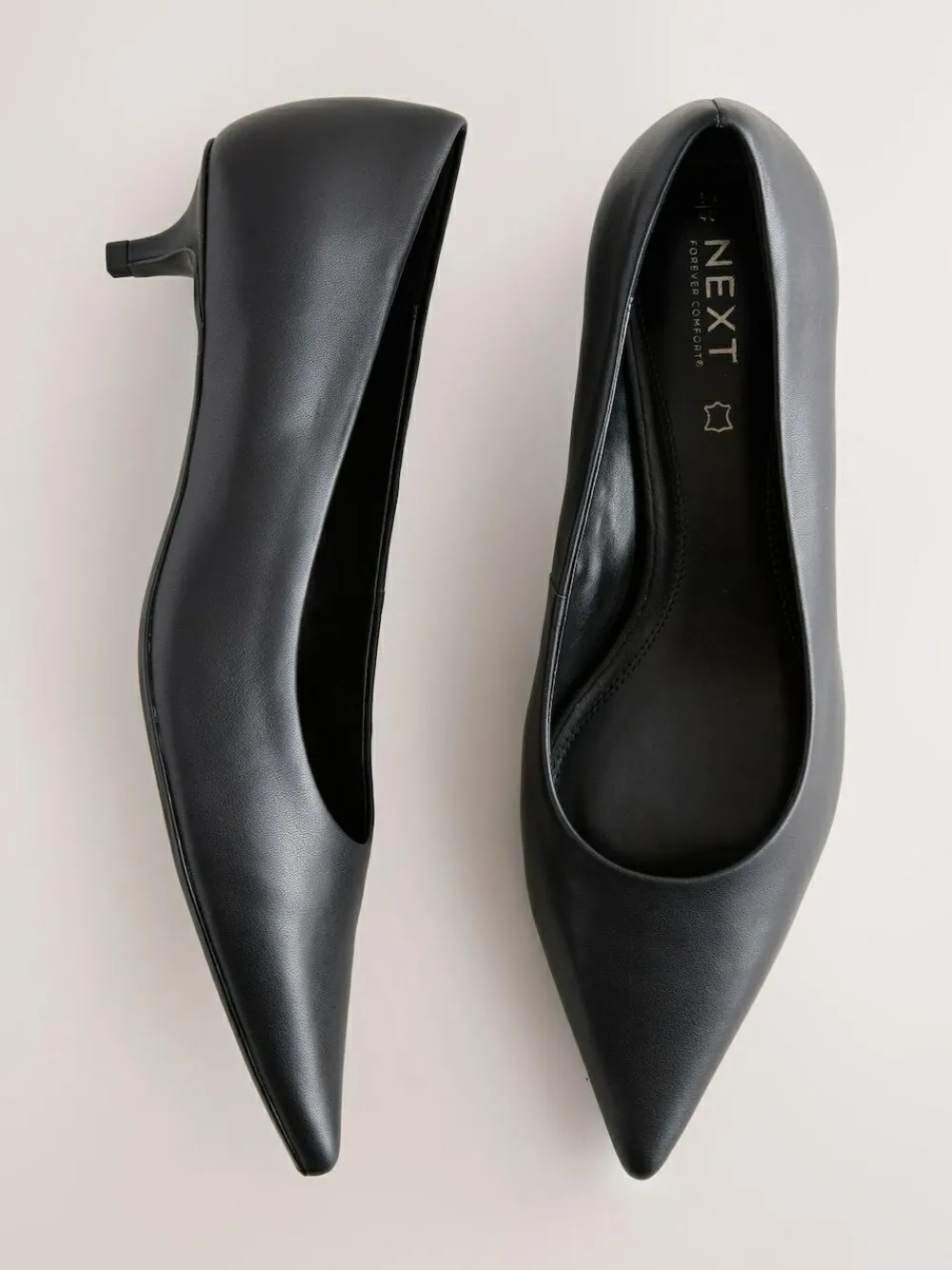 Online Next Forever Comfort® Leather Point Toe Heels Black