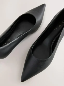 Online Next Forever Comfort® Leather Point Toe Heels Black