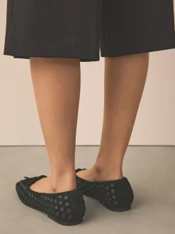 Next Forever Comfort® Leather Weave Ballet Flats Black