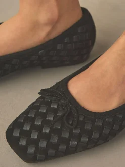 Next Forever Comfort® Leather Weave Ballet Flats Black