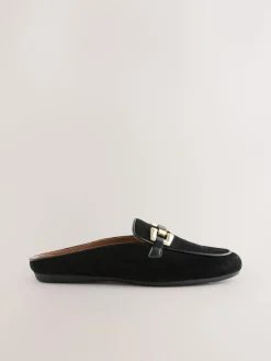 Best Next Forever Comfort® Leather Hardware Trim Detail Loafer Mules Black