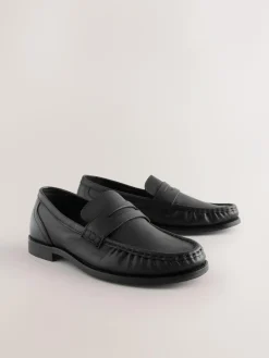 Next Black Forever Comfort® Leather Ruched Saddle Loafers^Women Flats