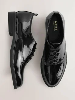 Next Black Forever Comfort® Patent Almond Toe Lace-Up Shoes^Women Flats