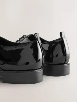 Next Black Forever Comfort® Patent Almond Toe Lace-Up Shoes^Women Flats