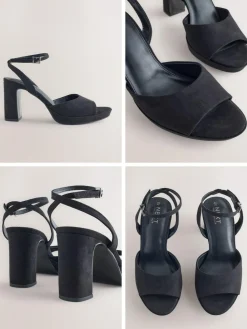 Best Next Forever Comfort® Round Toe Platform Heeled Sandals Black