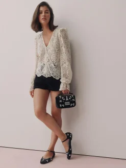 Clearance Next Black Forever Comfort® Velvet Embellished Two Part Closed Toe Shoes