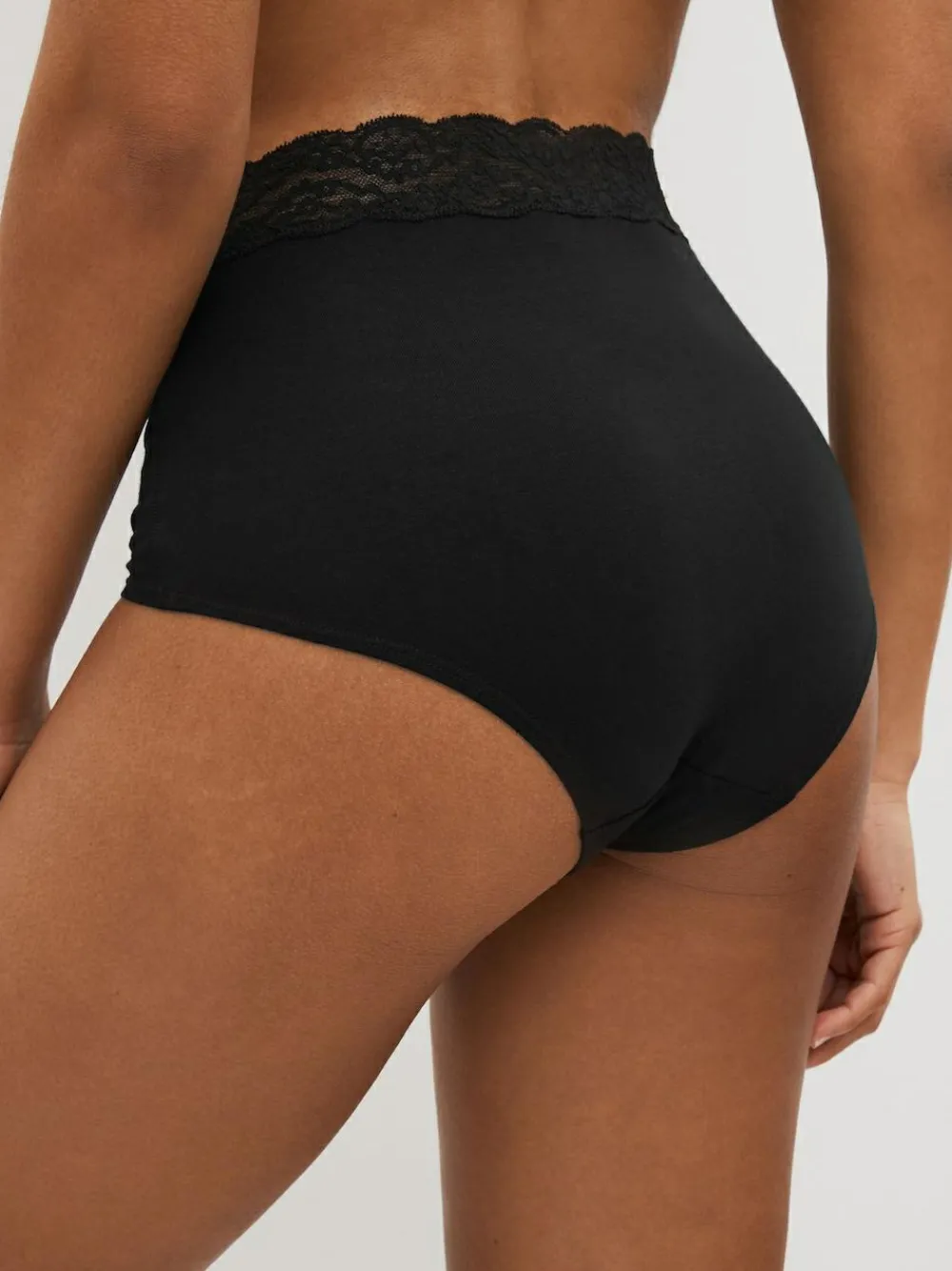 Sale Next Full Brief Cotton and Lace Knickers 7 Pack Black