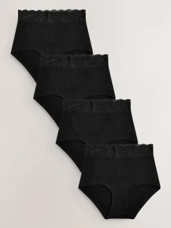 Discount Next Black Full Brief Cotton Lace Knickers 4 Pack
