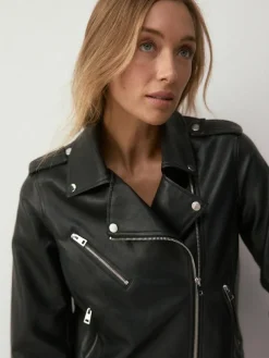 Next Black Fuller Bust Faux Leather Biker Jacket^Women Coats & Jackets|Coats & Jackets