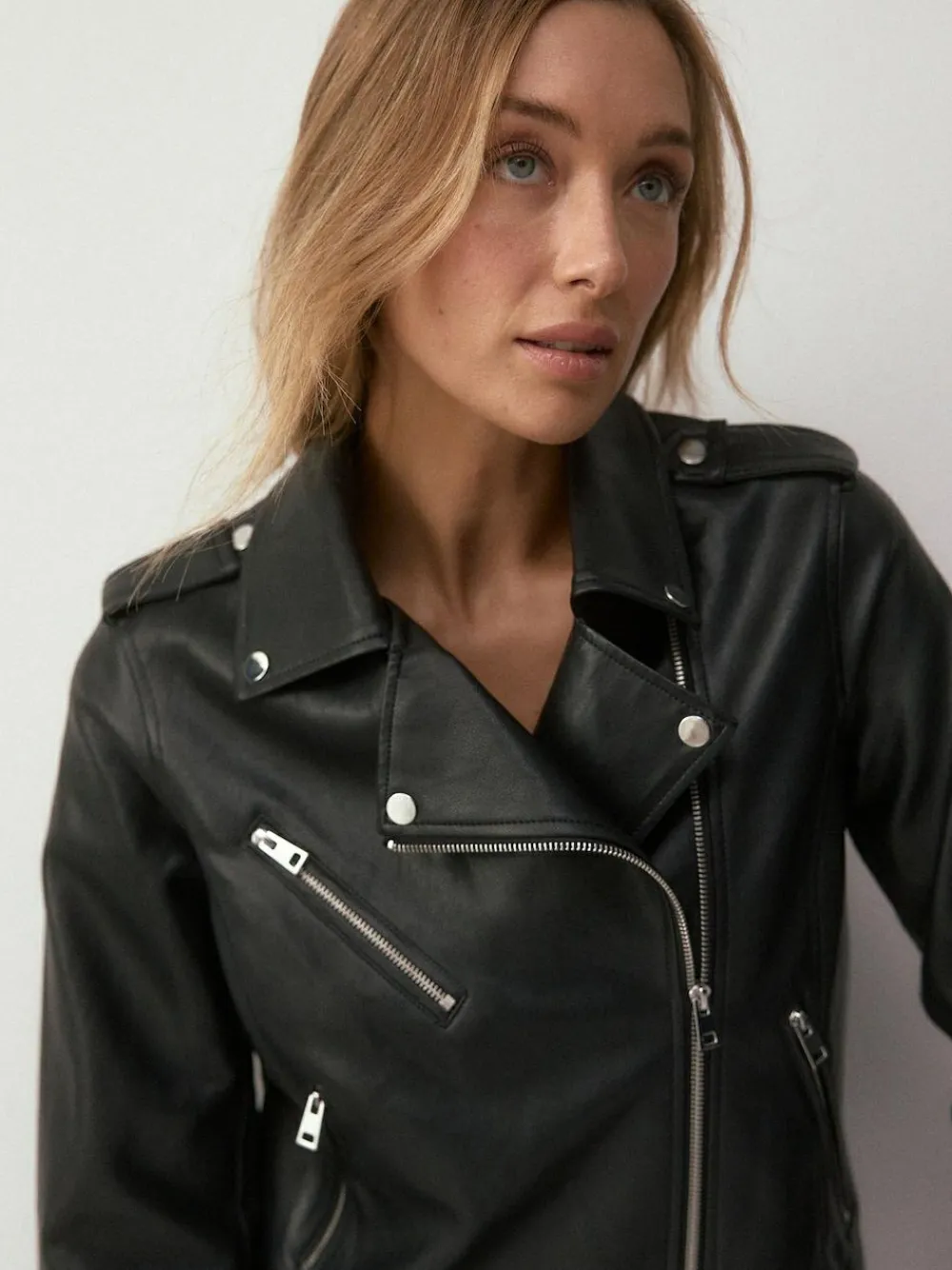 Next Black Fuller Bust Faux Leather Biker Jacket^Women Coats & Jackets|Coats & Jackets