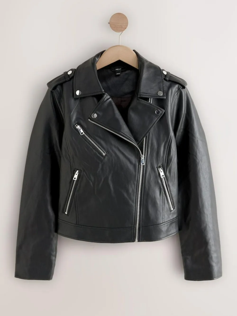 Next Black Fuller Bust Faux Leather Biker Jacket^Women Coats & Jackets|Coats & Jackets