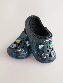 Next Black Galaxy Star Wars Warm Lined Slipper Clogs^BOY Nightwear