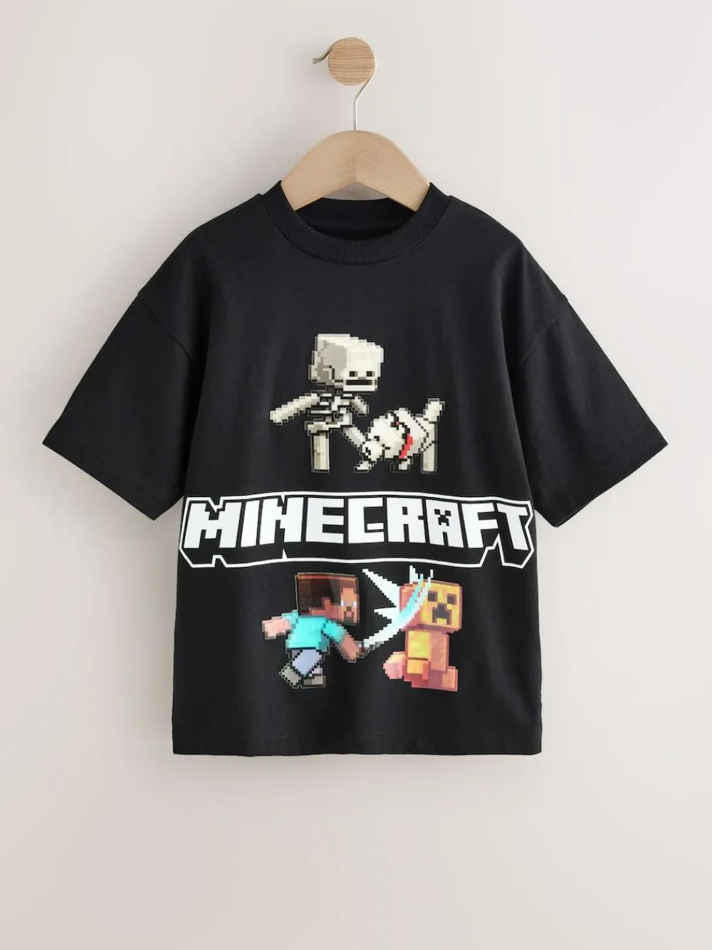 Hot Next Black Gel Print Single Minecraft T-Shirt (3-16yrs)