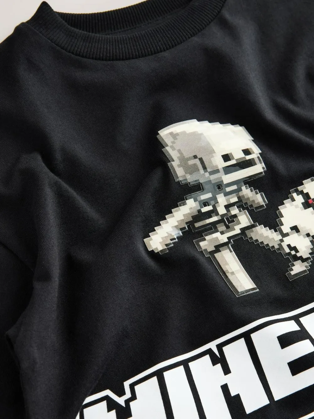 Hot Next Black Gel Print Single Minecraft T-Shirt (3-16yrs)