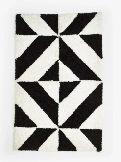 Next Black Geo Pattern 100% Cotton Bath Mat^ Towels & Bathmats