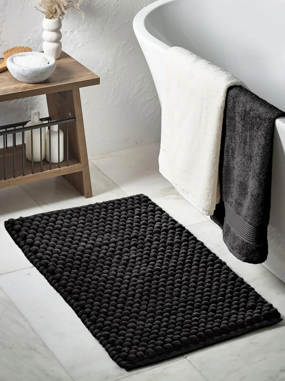 Next Black Giant Bobble Bath Mat^ Towels & Bathmats