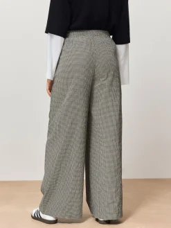 Next Gingham Wide Leg Trousers Black