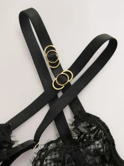 Best Next Glamour Crotchless Bodysuit Black