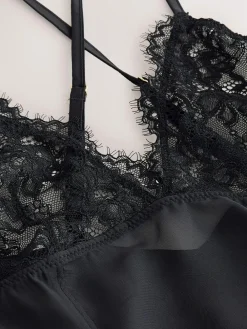 Clearance Next Black Glamour Lace Slip Dress