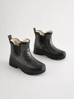 Next Black Glitter Chelsea Wellies^ Shoes|Boots