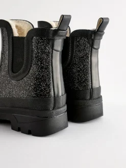 Next Black Glitter Chelsea Wellies^ Shoes|Boots