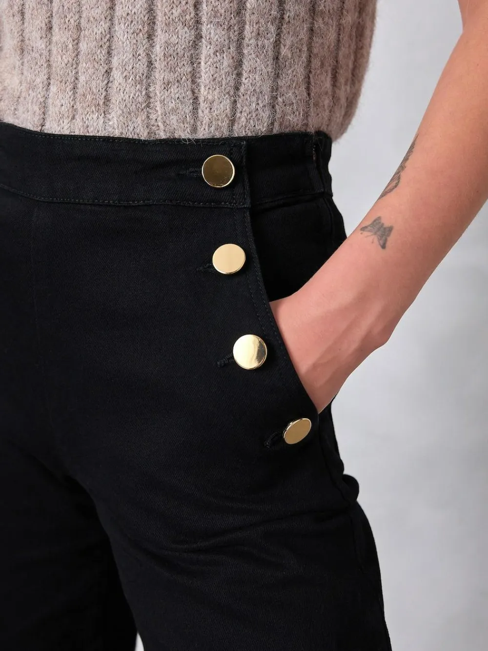 Next Gold Button Front Wide Leg Jeans^Women Jeans|Jeans