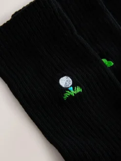 Next Black Golf Embroiderd Sports Socks 4 Pack^ Socks|Socks