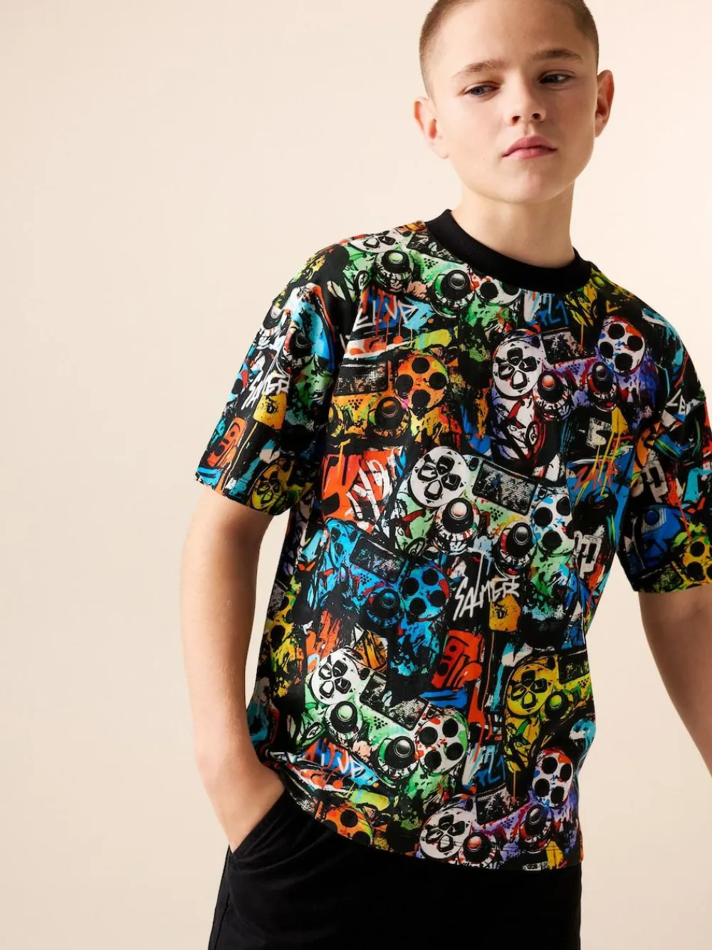 Next Relaxed Fit Short Sleeve All-Over Print T-Shirt (3-16yrs)^BOY T-Shirts