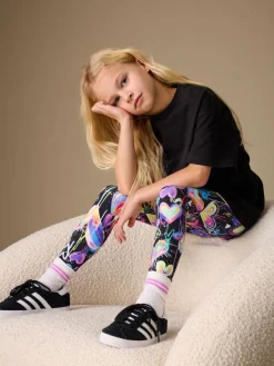 Outlet Next Black Graffiti Heart Leggings (3-16yrs)