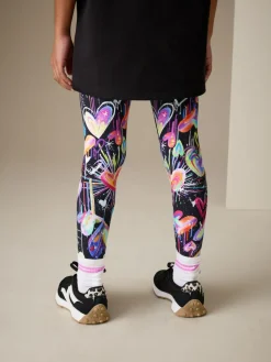 Outlet Next Black Graffiti Heart Leggings (3-16yrs)