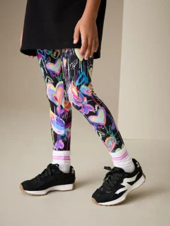 Outlet Next Black Graffiti Heart Leggings (3-16yrs)