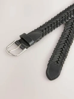 Clearance Next Hand Plaited Leather Belt Black