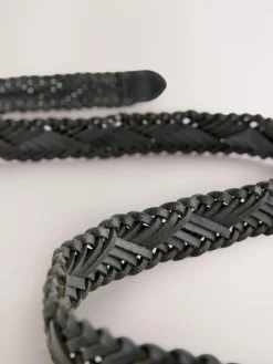 Clearance Next Hand Plaited Leather Belt Black