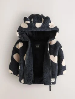 Discount Next Zip Through Fleece (3mths-7yrs) Black Heart Print
