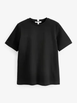 Next Black Heavyweight Short Sleeve Crew Neck T-Shirt^Women Nightwear|Tops & T-Shirts